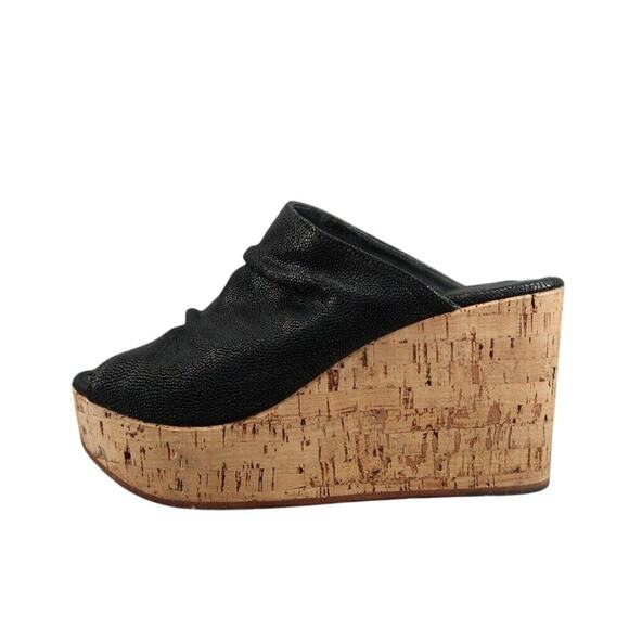 Fiorentini+Baker Shoes Women 40 Wedge Sandal Fashion Leather Platform Cork Black - Picture 3 of 16